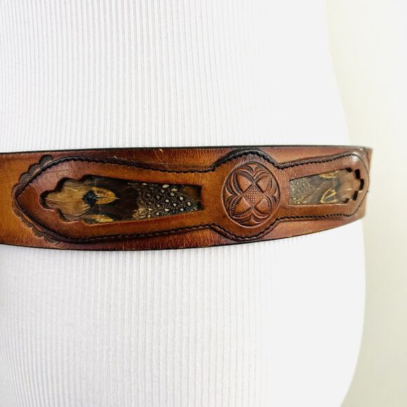 Collectible Chambers Belt Co. Brown Tooled Leather Silver Horse Head Buckle 42" - Picture 7 of 12